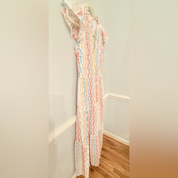 ANTONIO MELANI Dress Maxi Embroidered Eyelet Tiered  Size 2 Cotton Lined - Picture 7 of 8